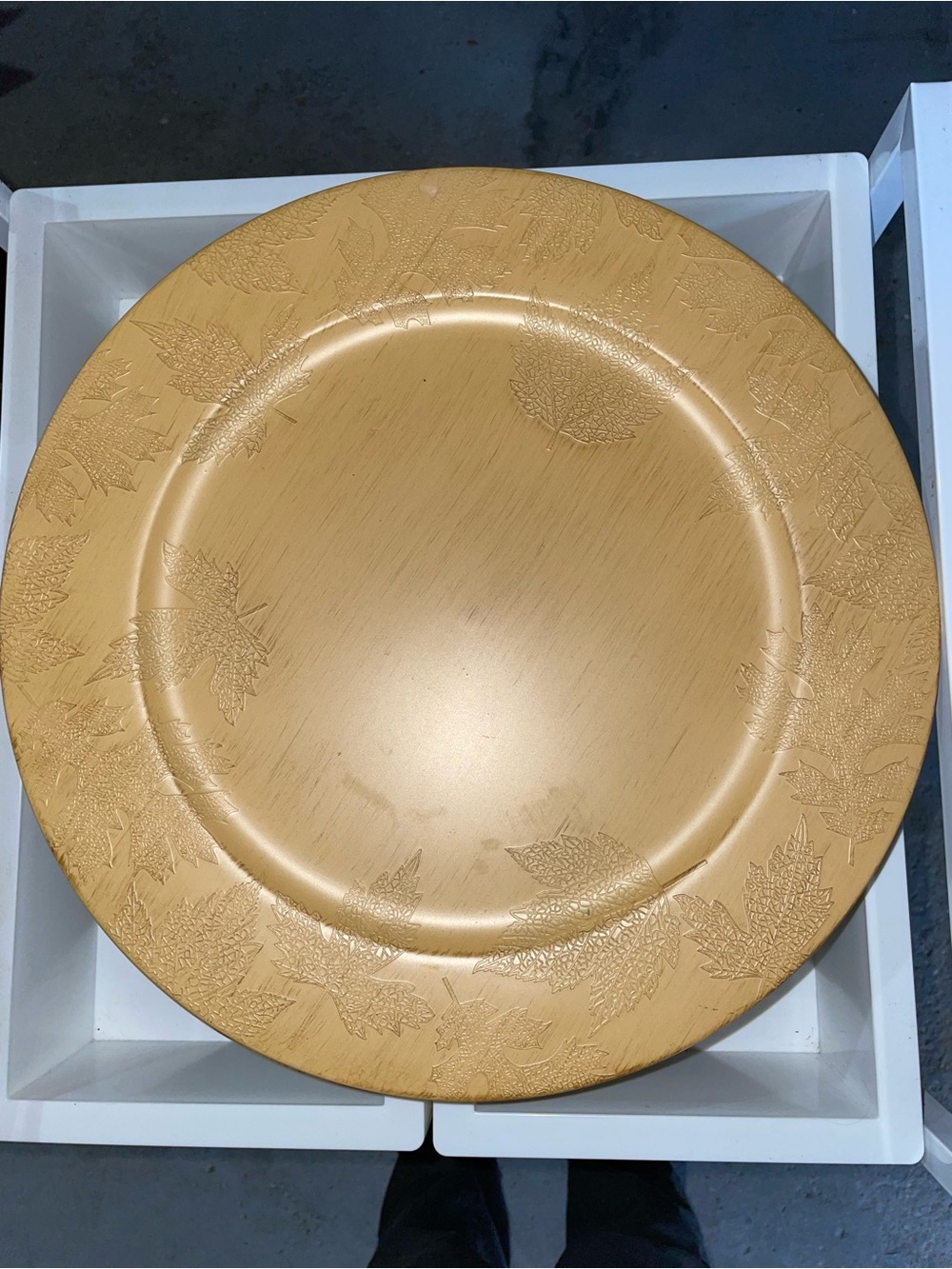 Celebrate It Gold Leaf Embossed Charger Plate